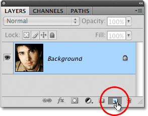 روی نماد New Layer در پالت لایه ها در Photoshop کلیک کنید.