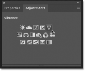 نمادهای لایه تنظیمات در پانل تنظیمات فتوشاپ